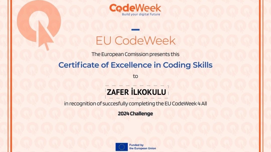 AVRUPA KOD HAFTASI 2024 (CODEWEEK) MÜKEMMELLİK SERTİFİKAMIZI ALDIK